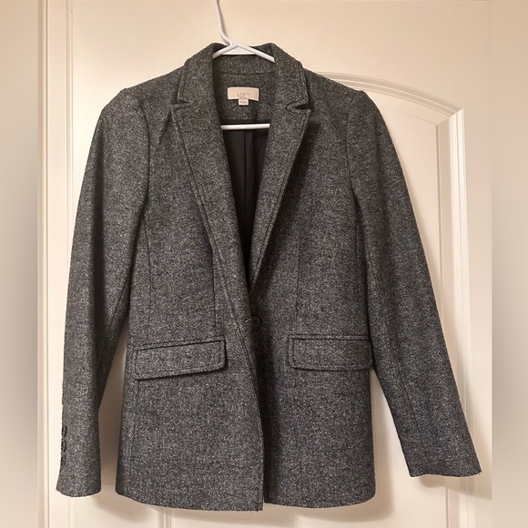 LOFT Jackets & Blazers - Loft Herringbone Wool Blazer, Gray, Size 2P